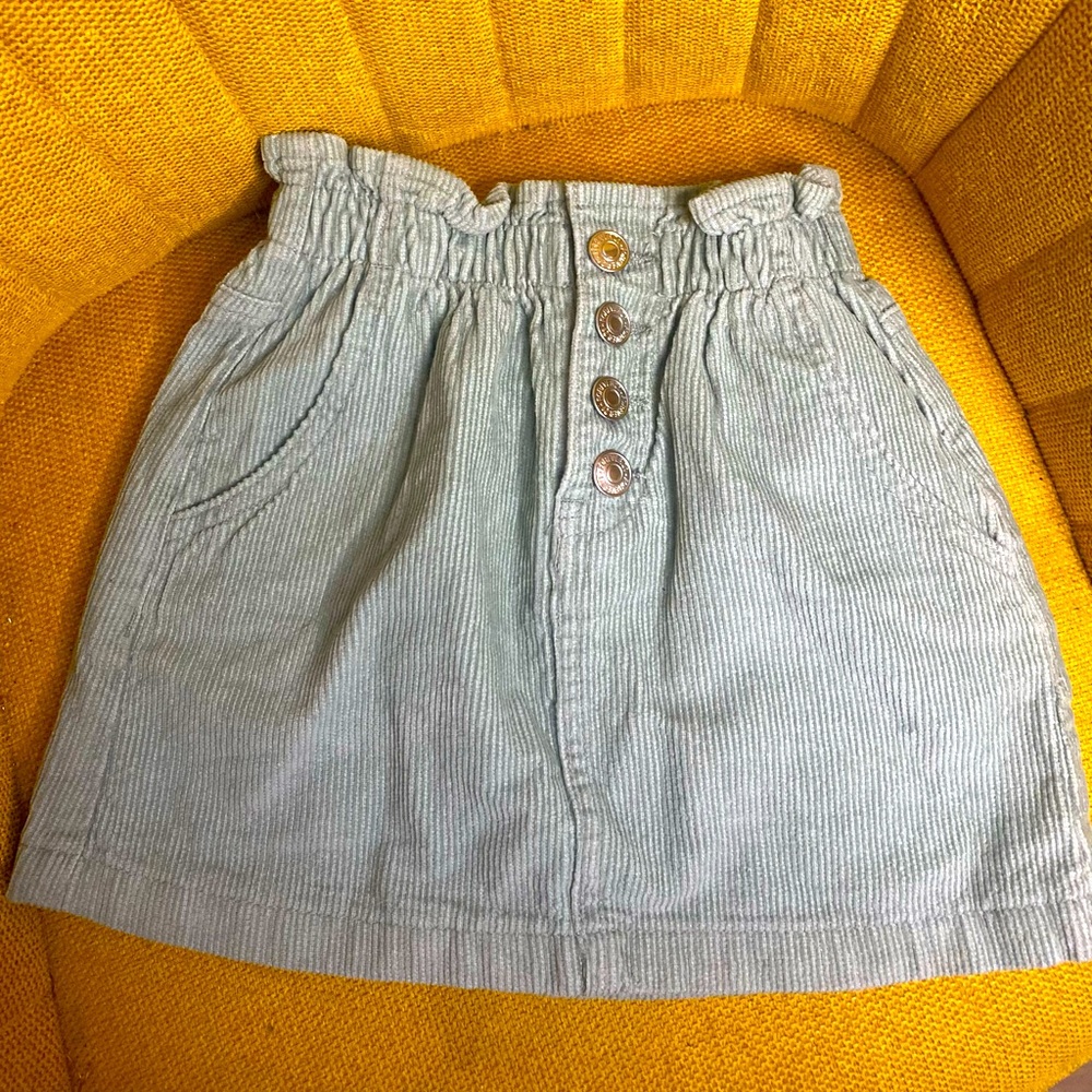 Kids Corduroy Green Mini Skirt